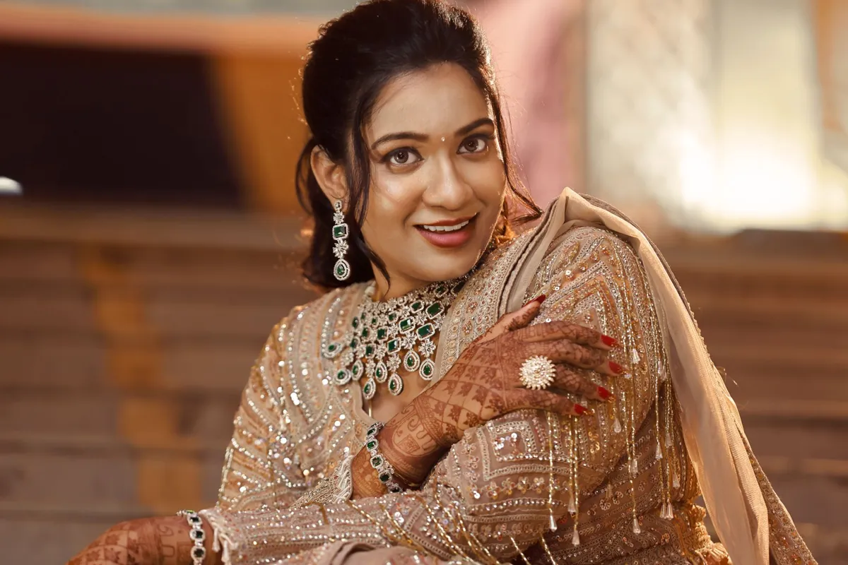 Portrait of a woman wearing engagement jewellery
